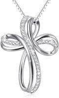 wholesale 925 Sterling Silver Infinity Cross CZ Pendant Necklace for Women-0-0