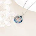 wholesale 925 Sterling Silver Blue Crystal Mother & Daughters Pendant Necklace with Rose Gold Accents and Heart Charm-0-3