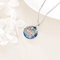 wholesale 925 Sterling Silver Mom With Two Sons Pendant Necklace Blue Crystal Rose Gold Accents-0-3