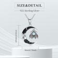 wholesale 925 Sterling Silver Crescent Moon Butterfly Necklace with Black Stone and Blue Crystal Pendant-0-1