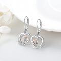wholesale 925 Sterling Silver Heart Dangle Earrings Double Heart s for Women Mother's Day Birthday-0-3
