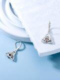 wholesale 925 Sterling Silver Celtic Knot Green Heart Drop Earrings  for Women Girls-0-5