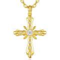 wholesale Gold 925 Sterling Silver Cubic Zirconia Cross Pendant Necklace for Women Mom Faith Gift-0-0
