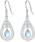 wholesale 925 Sterling Silver Moonstone Teardrop Dangle Earrings Gemstone  for Women-0-0