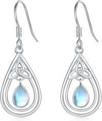 wholesale 925 Sterling Silver Moonstone Teardrop Dangle Earrings Gemstone  for Women-Moonstone#7