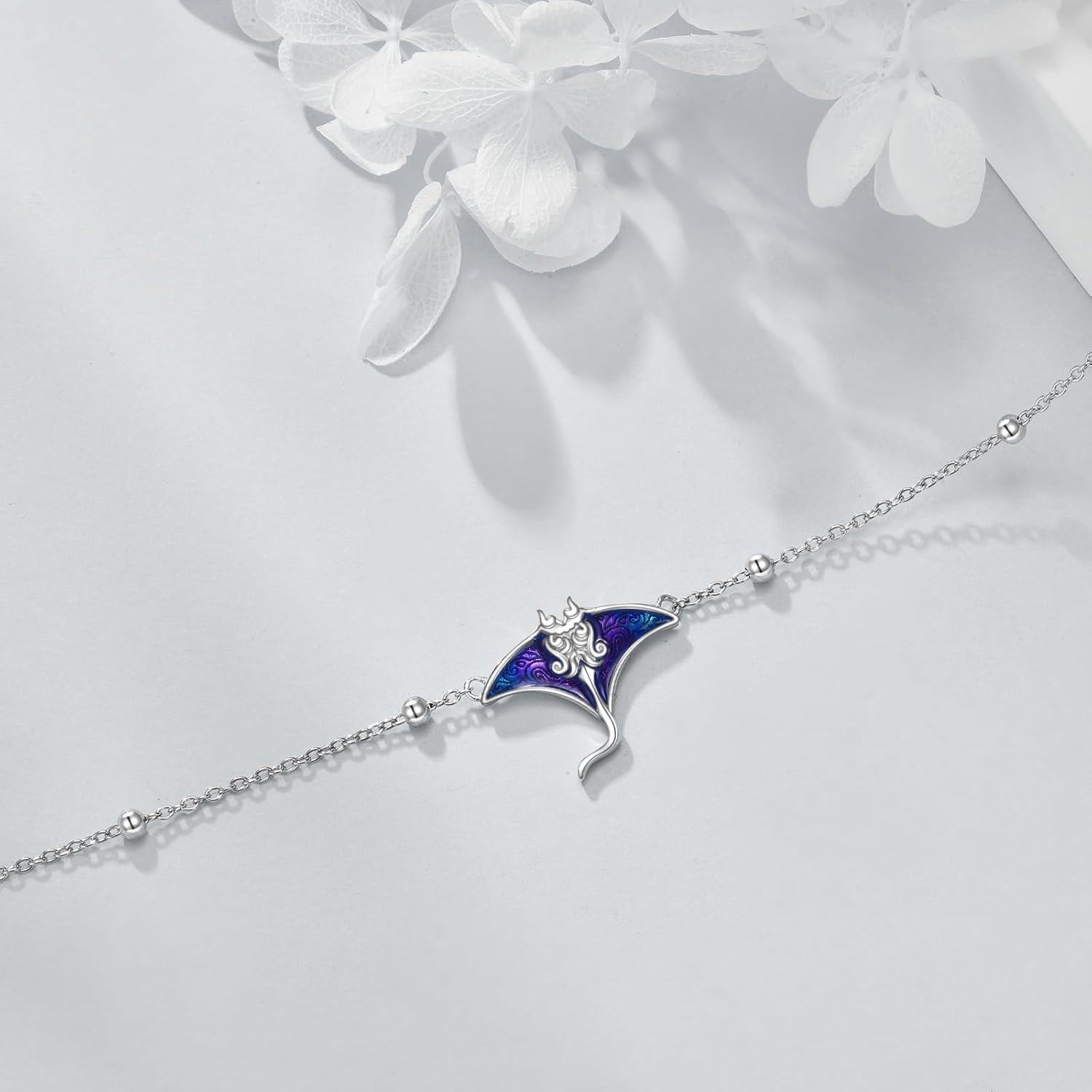 wholesale 925 Sterling Silver Dolphin & Heart Charm Bracelet for Women - Adjustable Length s-0-4