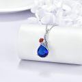 TOUPOP Sterling Silver Sapphire September Morning Glory Flower Pendant Necklace-0-3