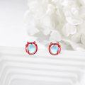 wholesale 925 Sterling Silver Red Cat Moonstone Stud Earrings for Women-0-3