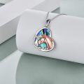 wholesale 925 Sterling Silver Heart-Shaped Horse Pendant Necklace with Abalone Shell and Cubic Zirconia Stones for Women-0-1
