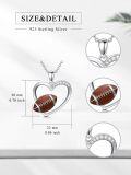 wholesale 925 Sterling Silver Heart with American Football Pendant Necklace Sports s for Women and Girls-0-4