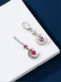 wholesale Sterling Silver Moon Star Birthstone Dangle Earrings-0-4