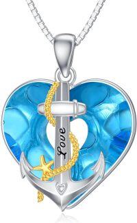 wholesale 925 Sterling Silver Heart Anchor Love Pendant Necklace for Women Gifts-18