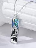 wholesale 925 Sterling Silver Pendant with Turquoise and Abalone Shell - Mountain & Bear Design Necklaces for Women Nature Inspired Gifts-0-1