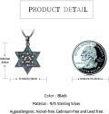 wholesale 925 Sterling Silver Black Turquoise Star of David Pendant Necklace - Jewish  for Women-0-3