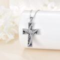 wholesale 925 Sterling Silver & Black Onyx Elegant Christian Cross Pendant Necklace for Women, Faith Jewelry Gift-0-1