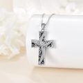 wholesale 925 Sterling Silver & Black Onyx Elegant Christian Cross Pendant Necklace for Women, Faith Jewelry Gift-0-1