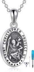 wholesale 925 Sterling Silver Saint Christopher Protect Us Oval Medallion Travel Protection Pendant Necklace-0-0