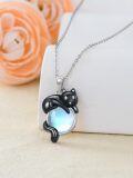 wholesale 925 Sterling Silver Cat Moonstone Pendant Necklace-0-1