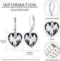 wholesale Silver Heart Ghost Leverback Drop Earrings for Women Girls Gothic  925 Sterling Silver Black Enamel Halloween Costume Accessories-0-3