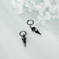 wholesale 925 Sterling Silver Gothic Raven Skull Black Gold Plated Drop Earrings-0-2