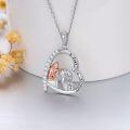 wholesale 925 Sterling Silver Angel and Bear Love Forever Pendant Necklace Gift for Women Men Cat Lover Jewelry-0-1