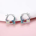 wholesale 925 Sterling Silver Red & Green Enamel Twist Hoop Earrings for Women Girls 14mm Diameter-0-2