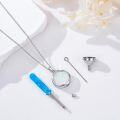wholesale 925 Sterling Silver Round Opal & Turquoise Cremation Jewelry Keepsake Pendant Urn Necklace with Funnel and Screwdriver Set-0-1