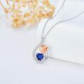 wholesale 925 Sterling Silver Rose & Blue Sapphire Heart Cross Moon Star Pendant Necklace for Women Gifts-0-4