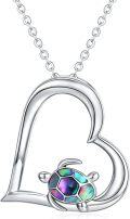 wholesale 925 Sterling Silver Heart with Sea Turtle Shell Pendant Necklace s for Women Girls-0-0