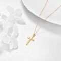 wholesale 14K Gold Simple Cross Pendant Necklace for Women Girls Mother Wife-0-3