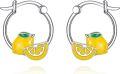 wholesale 925 Sterling Silver Lemon Slice Hoop Earrings Fruit -0-0