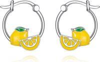 wholesale 925 Sterling Silver Lemon Slice Hoop Earrings Fruit -Lemon