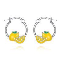 wholesale 925 Sterling Silver Lemon Hoop Earrings-Lemon
