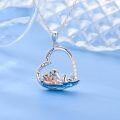 wholesale 925 Sterling Silver Seal Mother & Baby Heart Pendant Necklaces for Women Girls -0-2