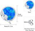 wholesale S925 Sterling Silver Mermaid Stud Earrings with Blue Opal Ocean s for Women's Birthday Graduation-0-2