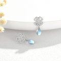 wholesale 925 Sterling Silver Clover-Shaped Moonstone & Turquoise Hypoallergenic Drop Earrings-0-1