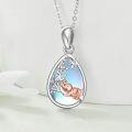 wholesale 925 Sterling Silver Elephant Moonstone Teardrop Pendant Necklace for Women Girls  48cm Chain Length-0-2