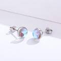 wholesale 925 Sterling Silver Round Rainbow Moonstone Stud Earrings For Women-0-2