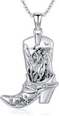 wholesale 925 Sterling Silver Cowgirl Boots & Western Cowboy Hat Pendant Necklace for Women Girls  43cm Chain Length-0-0