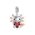 wholesale 925 Sterling Silver Rose Gold Plated Axolotl Pink Heart Zirconia Dangle Charm For Bracelet-0-13