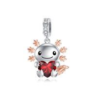 wholesale 925 Sterling Silver Cute Snowflake Charm With Pink Heart-01-Jan-Axolotl