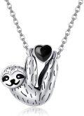 wholesale Sterling Silver Stone Cute Sloth Pendant Necklace for Women Girls Gifts-0-6