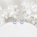 wholesale 925 Sterling Silver Heart-Shaped Bunny Moonstone Stud Earrings for Women Girls Gift Idea-0-2