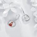 wholesale 925 Sterling Silver Red Enamel Fox Drop Earrings for Women Girls  4cm Long-0-3