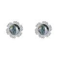 wholesale 925 Sterling Silver Green Moss Agate Stud Earrings-0-0