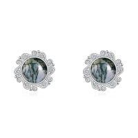 wholesale 925 Sterling Silver Green Moss Agate Stud Earrings-Moss Agate