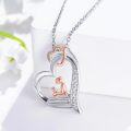 wholesale 925 Sterling Silver Double Heart with Mother and Child Pendant Necklace  for Women Sisters Moms Friends-0-4
