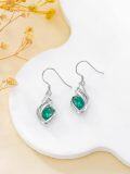 wholesale TOUPOP Emerald Earrings S925 Sterling Silver Love Heart Dangle Hook Drop Earrings Dainty Birthday Christmas Jewelry Gifts For Women Sister Mom -0-2