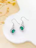 TOUPOP Sterling Silver Emerald Heart Dangle Drop Earrings-0-2