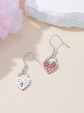 wholesale 925 Sterling Silver Heart Lock Red Crystal Drop Earrings Valentines Day Gifts for Her-0-4